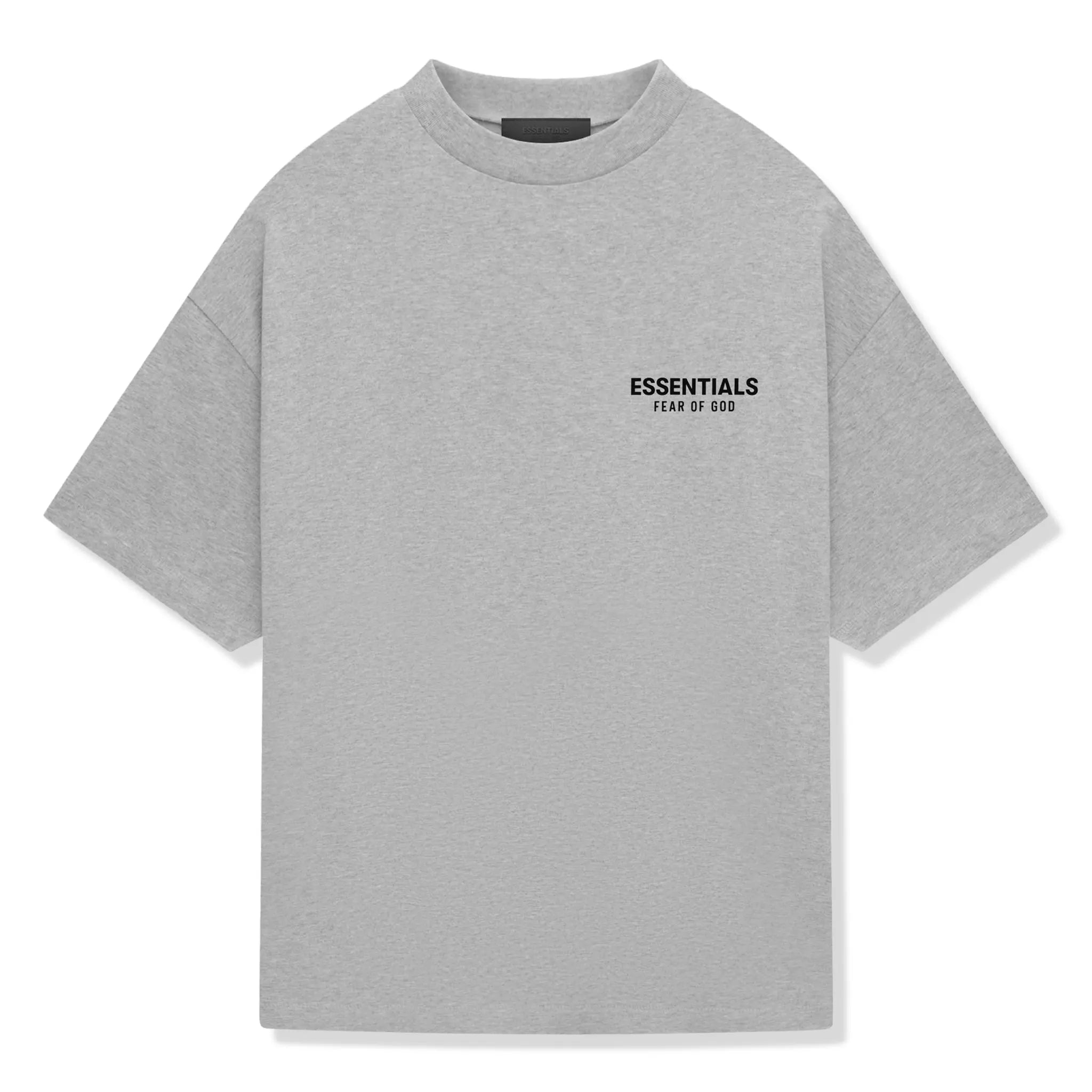 Front View of Fear Of God Essentials Jersey Crewneck Light Heather Grey T Shirt 125HO244368F